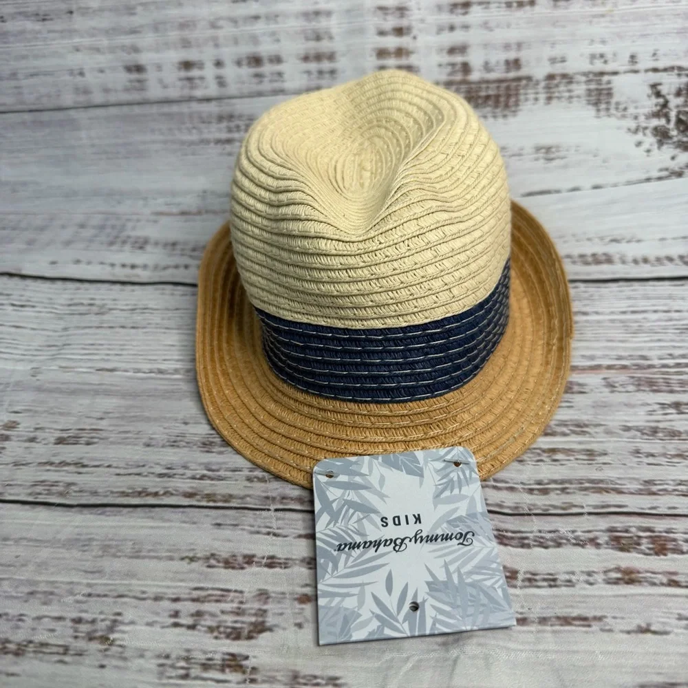 Tommy Bahama Kids Striped Woven Straw Hat‎ Blue One Size NEW